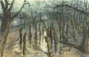 Stanislaw Ignacy Witkiewicz The Planty Park by Night-Straw-Men (mk19) oil